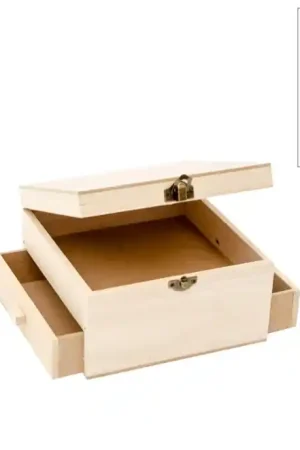 Garantía Incluida CAJA MADERA CON CAJÓN LATERAL 17x17x10 CM