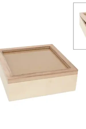 Más Vendido CAJA MADERA ÁLBUM CON CRISTAL 23.5x23.5x8 CM