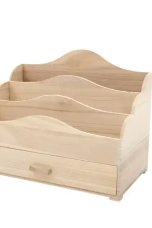 Exclusivo CAJA MADERA 3 DIVISIONES CON CAJÓN 31x17.5x25 CM