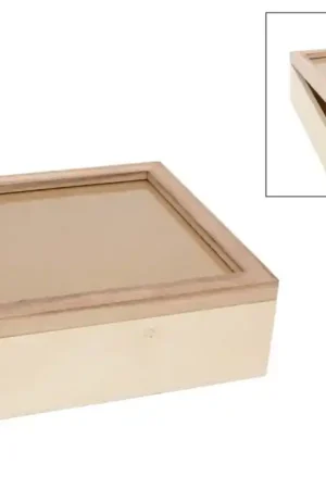 A Buen Precio CAJA MADERA ÁLBUM CON CRISTAL 33.5x33.5x10 CM
