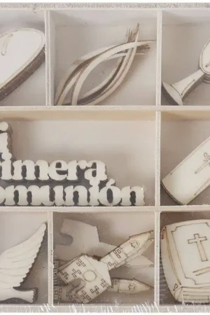 SILUETA MADERA COMUNIÓN, SET 40 PIEZAS Pago Seguro