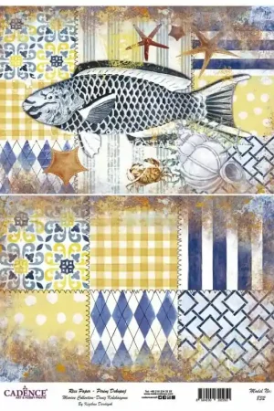 PAPEL ARROZ CADENCE Nº832 AZULEJOS MARINOS Directo De Fábrica