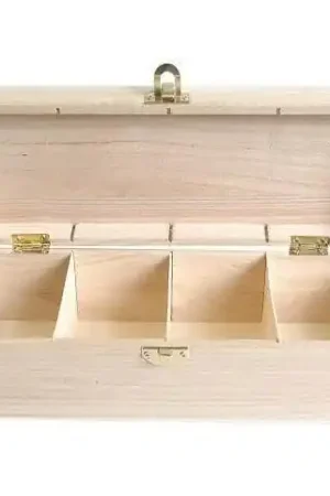 CAJA MADERA PARA TÉ 4 DIVISIONES 27x7.5x10 CM Moderno