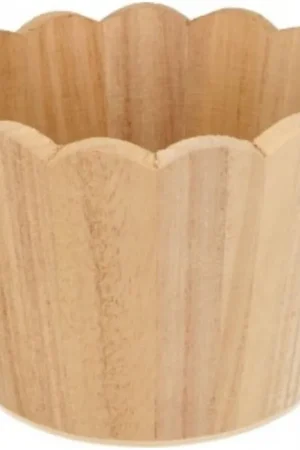 Lujoso VASOS DE MADERA FESTONEADOS 11x11x8 CM, SET 6