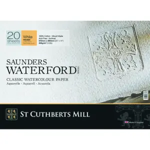 Bloc Acuarela Saunders Waterford, 300 gr, 31x23 cm, 20 hojas, grano grueso, Blanco natural Mayoreo