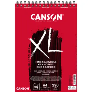Gran Oferta Bloc XL Óleo & Acrílico Canson, 30 hojas, 290 gr., A4 (anillas)