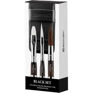 Precio De Fábrica Set 3 pinceles para acuarela de viaje Escoda con estuche negro