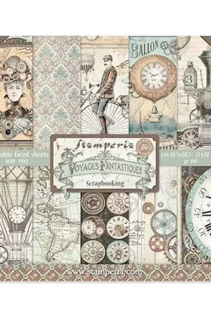 Premium PAPEL SCRAP STAMPERIA KIT 30x30 VOYAGES FANTASTIQUES 10 H 2
