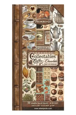 PAPEL SCRAP STAMPERIA COLLECTABLES 15x30 COFFEE AND CHOCOLATE 10 H 2 CARAS Oferta Especial