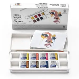 A Buen Precio Caja acuarelas de bolsillo Winsor and Newton Cotman, 8 1/2 godets (capacidad 12) y pincel, Retrato