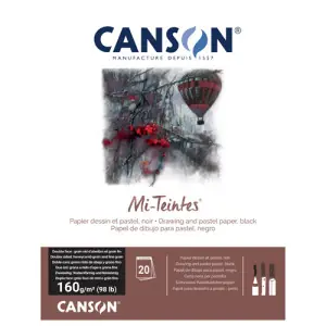 Oferta De Temporada Bloc Canson Mi-Teintes, color negro, 20h. 160 gr 32x41 cm, encolado