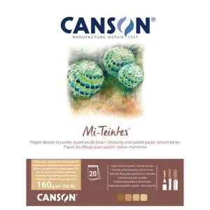 Bloc Canson Mi-Teintes, tonos tierra, 20h. 160 gr 32x41 cm, encolado Popular