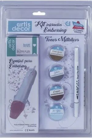 Envío Gratis KIT INICIACIÓN EMBOSSING TONOS METÁLICOS ARTIS DECOR