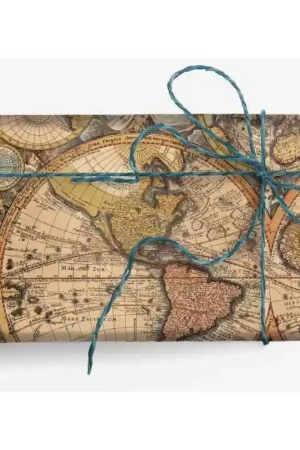 Mayoreo PAPEL DECORATIVO KARTOS ORO MAPAS ANTIGUOS 100x70 CM