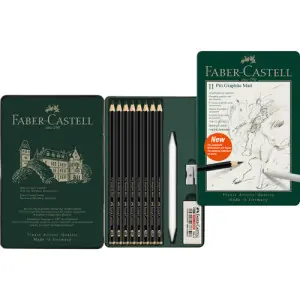 Estuche metálico de 8 lápices de grafito mate + Accesorios, Faber-Castell Ordena Ya