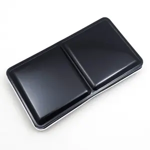 Precio Bajo Caja acuarela de metal para 12 godets (24 medios godets), VACÍA, sin riel, Negro, White Nights