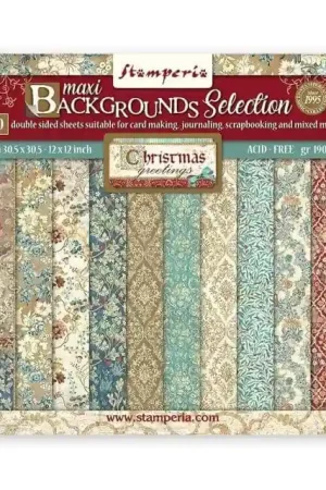 Favorito De Clientes PAPEL SCRAP STAMPERIA KIT 30x30 CHRISTMAS GREETINGS BACKGROU