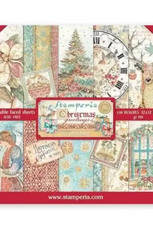 Promoción Exclusiva PAPEL SCRAP STAMPERIA KIT 30x30 CHRISTMAS GREETINGS