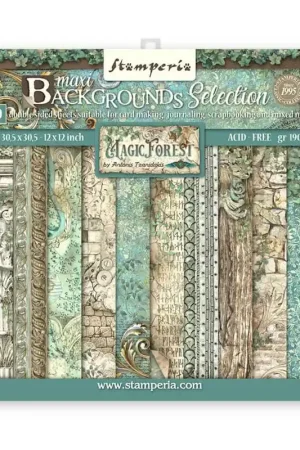 Económico PAPEL SCRAP STAMPERIA KIT 30x30 MAGIC FOREST BACKGROUNDS