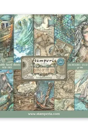 Entrega Rápida PAPEL SCRAP STAMPERIA KIT 30x30 SONGS OF THE SEA