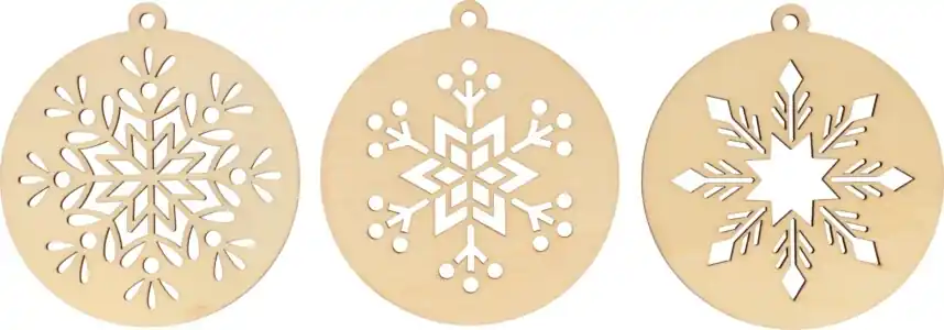 SILUETA MADERA BOLA NAVIDAD COPOS DE NIEVE 10 CM, SET 3 Compra Ahora