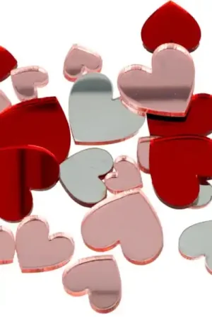 CORAZONES ACRÍLICOS EFECTO ESPEJO 36 PIEZAS Nueva Colección