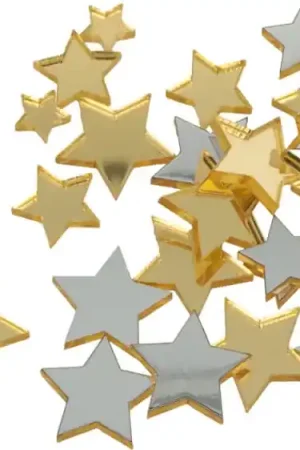 Precio Rebajado ESTRELLAS DORADAS ACRÍLICAS EFECTO ESPEJO 36 PIEZAS
