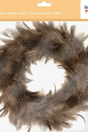 Disponible Ahora CORONA DE PLUMAS ATIGRADAS 28 CM ARTEMIO