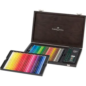 Estuche de madera lápices color POLYCHROMO, Faber Castell (48 colores) Premium