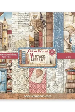 Oferta Limitada PAPEL SCRAP STAMPERIA BLOC 20x20 VINTAGE LIBRARY