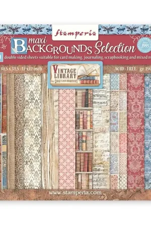 PAPEL SCRAP STAMPERIA KIT 30x30 VINTAGE LIBRARY BACKGROUNDS Oferta Flash