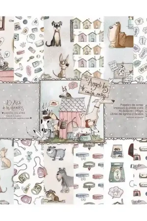 PAPEL SCRAP EL ALTILLO DE LOS DUENDES KIT 30x30 MIS ANGELITOS DE CUATRO PATAS Certificado