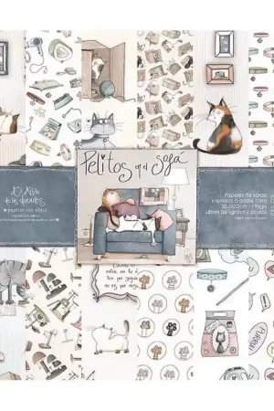 Edición Limitada PAPEL SCRAP EL ALTILLO DE LOS DUENDES KIT 30x30 PELITOS EN EL SOFÁ