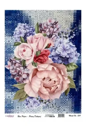 Máxima Calidad PAPEL ARROZ CADENCE Nº739 ROSAS Y MOSAICOS 30x41