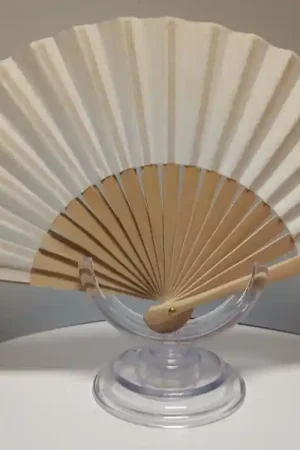 ABANICO MADERA 19 CM TELA BLANCA Nuevo Modelo