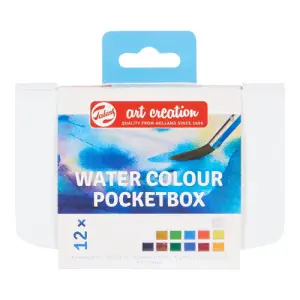 Caja acuarelas Art Creation, 12 medios godets y pincel POCKET BOX Precio De Oferta