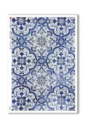 Auténtico PAPEL ARROZ PAPERDESIGNS A3 AZULEJOS AZULES