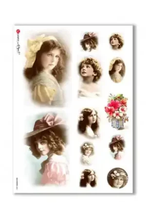 PAPEL ARROZ PAPERDESIGNS A3 NIÑAS VINTAGE Envío Internacional