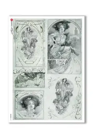 Auténtico PAPEL ARROZ PAPERDESIGNS A3 MUJERES 1900