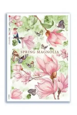 Descuento PAPEL ARROZ PAPERDESIGNS A3 MAGNOLIAS Y MARIPOSAS