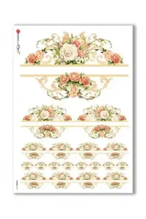Comprar En Línea PAPEL ARROZ PAPERDESIGNS A3 ROSAS CON CENEFAS