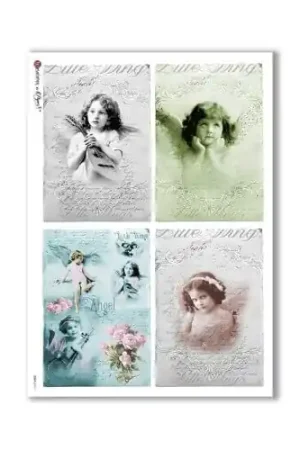 PAPEL ARROZ PAPERDESIGNS A3 ÁNGELES NIÑAS Precio Bajo