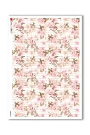 Tendencia PAPEL ARROZ PAPERDESIGNS A4 FLORECILLAS ROSAS