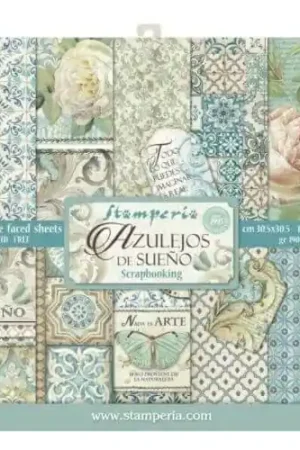 PAPEL SCRAP STAMPERIA KIT 30x30 AZULEJOS DE SUEÑO 10 H Edición Limitada