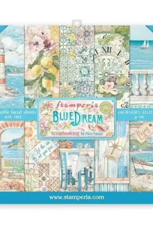 PAPEL SCRAP STAMPERIA KIT 30x30 BLUE DREAM 10 H Máxima Calidad