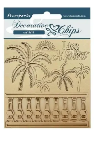 DECORATIVE CHIPS STAMPERIA 14x14 BLUE DREAM PALMERAS Compra Hoy