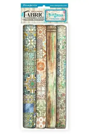 TELA ENCUADERNACIÓN STAMPERIA BLUE DREAM SET 4 Lujoso