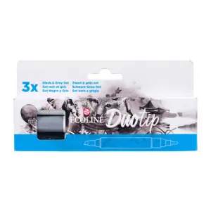 Liquidación Estuche Rotulador Ecoline Duotip Set Negro-Gris