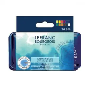 Oferta De Temporada Caja acuarelas Lefranc Bourgeois, 12 medios godets y pincel **