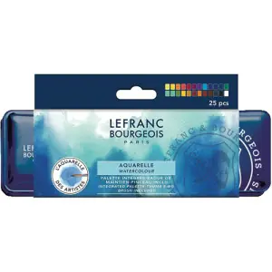 Caja acuarelas Lefranc Bourgeois, 24 medios godets y pincel ** Entrega Rápida